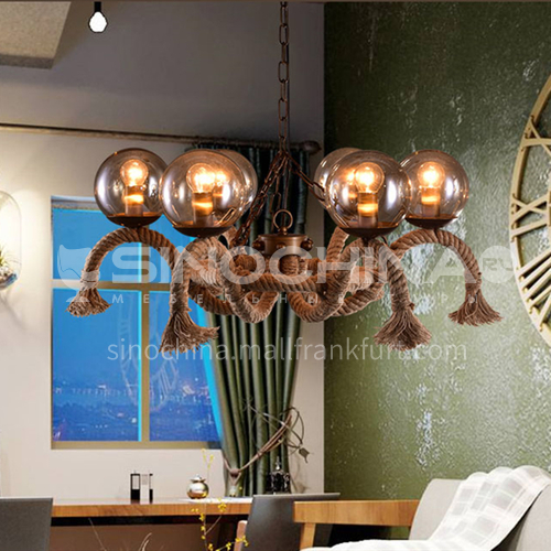 American country industrial style retro nostalgic personality restaurant living room bar diffuse coffee shop clothing store hemp rope chandelier WYN8005-d6
